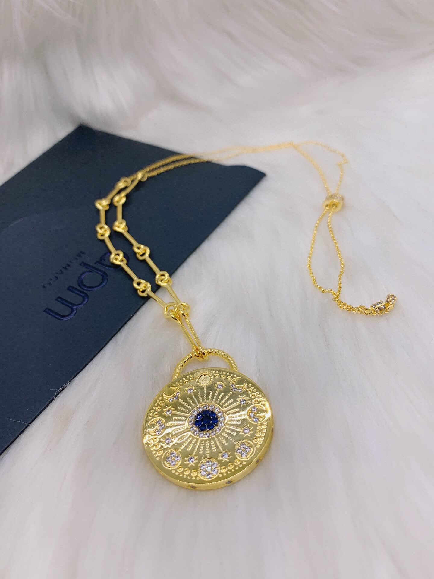 APM Monaco Gold Evil Eye Pendant Necklace